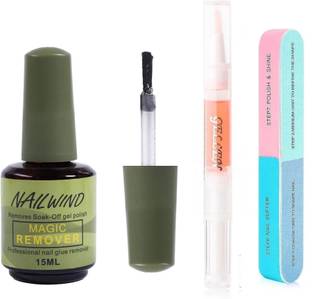 NAILWIND Gel Nail Polish Remover, Cuticle OiL with 6 Step Buffer, Magic Remove Set