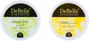 DeBelle Nail Lacquer Remover Wipes Combo of 2 (Green Tea Gush & Lime Lush)