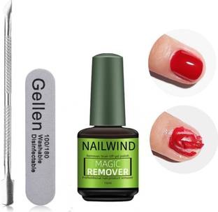 NAILWIND Gel Polish Remover for Nails with Cuticle Pusher and Nail File Set