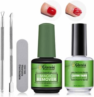 Gleevia Gel Polish Remover Kit - Magic Remover with Peel Off Liquid & Manicure Tools