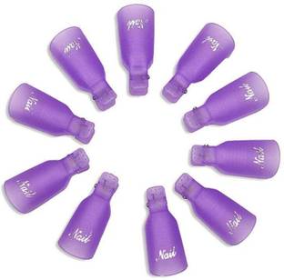 Cosluxe 10Pcs Plastic Nail Art Soak Off Cap Clip UV Gel Polish Remover Wrap Tool PURPLE