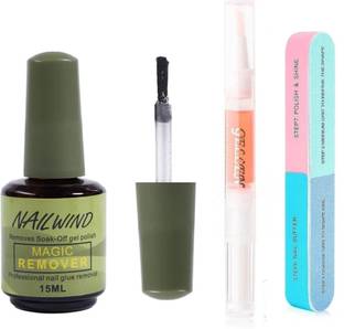 NAILWIND Gel Nail Polish Remover, Cuticle OiL with 6 Step Buffer, Magic Remove Set