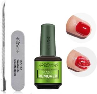 NAILWIND Gel Polish Remover for Nails with Cuticle Pusher and Nail File Set