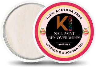 KINDED Nail Paint Remover Wipes Acetone Free Nail Polish Removing Wet Pads 40 Wipes