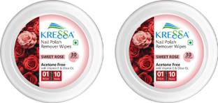 KRESSA Nail Polish Remover Wipes–Acetone Free | Travel-Friendly (Sweet Rose)