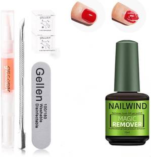 NAILWIND 1 Pcs Gel Polish Remover for Nails with Cuticle Pusher and Cuticle Oil Set