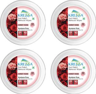KRESSA Nail Polish Remover Wipes–Acetone Free | Travel-Friendly (Sweet Rose)