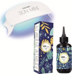 LEUTINO UV Resin with UV LED Lamp, 100g, Crystal Clear Hard Resin Nail Polish Dryer Nail Polish Dryer