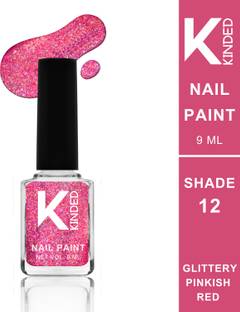 KINDED Nail Paint Lacquer Nail Polish Enamel with One Coat Single Stroke Application Glittery Pinkish Red