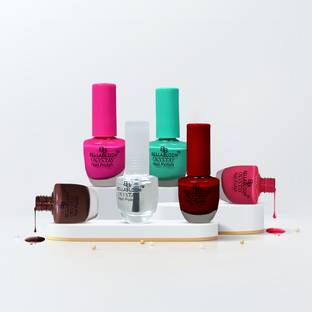 BellaBloom Nail polish for women set of 6 pack Chocolate Brown, Cherry red, Fushia Red, Shinner, Pink, Sea Green