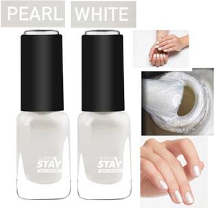 WOONGMI PERAL WHITE NAIL POLISH WATERPROOF GLOSSY FINISH COMBO PEARL WHITE