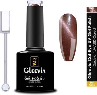 Gleevia Cat-Eye UV Gel Nail Polish| Magnetic Gel Polish 8ml with Dual-Head Magnet C4 Shade Code: C4- Crater Brown