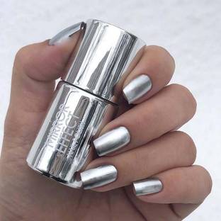 EVERERIN New Silver Nail Polish Metallic Finish Nail Paint Quick Drying Long-Lasting Silver
