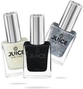 Juice Nail Paint Combo 28 Milky Way SHIMMER, Sparkling Stars SHIMMER, Pearly Black SHIMMER