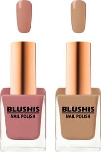 BLUSHIS Quick Dry Long Lasting Nail Polish Combo Offer Set of 2 Nude Colours Plum, Nude Myth
