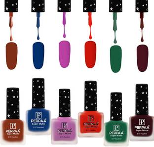 Perpaa Super Matte Finish Nail Polish for Women,C 31 (6ml each) Dark Green,Brown,Voilet,Maroon,Blue,Red