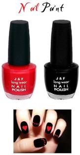 J & F Super Shine Nail Paint Red, Black