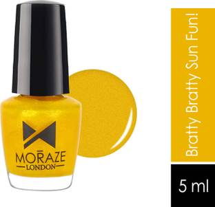 MORAZE Paint Your Own Rainbow Nail Paint | Long Lasting Enamel | Nail Polish | 5 ML | Golden Glitter | Shade:- Bratty Bratty Sun Fun Bratty Bratty Sun Fun