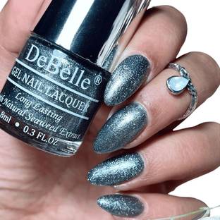 DeBelle Gel Nail Lacquer Silver glitter -Nail polish 8ml Grey Glitteratti