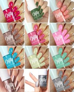 GIFTY Nail polish set | nail polish combo pack | Nailpaints for Women |Quick-Drying Spoiled Diva, Peach, Mauve, Gold, Silver, Grey, La Cream, Baby Pink