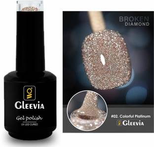 Gleevia Colorfull Disco Reflective Glitter UV Gel Polish UV/LED Cured R2 - 15ml Bottle Shade Code - R2