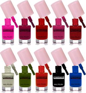 COSMERA Quick Dry Long Last High Shine Color Nail Polish Combo Set of 10 Multicolor M47 Red