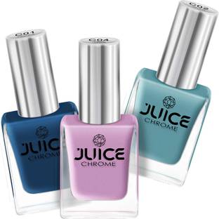 Juice Nail Paint Cobalt Blue - C01 CHROME, Teal Blue - C02 CHROME, Chrome Lavender - C04 CHROME