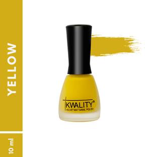 Kwality Velvet Round Nail Paint For Women, Nail Paint Single, Quick Drying Nail Polish Highly Pigmented & Long Lasting Enamel, Chip Resistance- 10 ml YELLOW