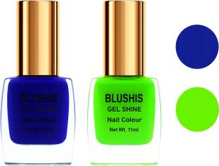 BLUSHIS Gel Shine Nail Colour pack of 2 (Parrot Green,Blue) Parrot Green,Blue