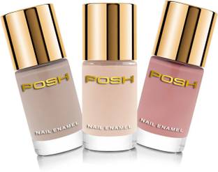 Posh HIGH GLOSS NAIL POLISH, QUICK DRY,TOXIN FREE,9 ML EACH,611,613,614, HYDRANGEA,NATURAL BEIGE,ALMOND LATTE