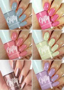 GIFTY Nail Polish Set| Long Stay, Quick Dry Nail Paint Combo Island Oasis, Bad Romace, Dessert Night, La Cream, Magical Gold