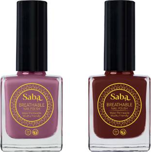 Saba Breathable Nail Paint | BURNT ROSE & MAHOGANY | Pack of 2, 12 ml Each Red