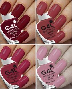 G4U Bright 4 Piece Quick Dry Nail Polish Kit A4 Wine-Mauve-Brown-Pink