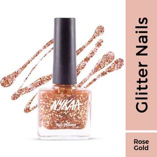 NYKAA Star Studded Glitter Coat Nail Polish Boujee Rose Gold 225(9ml) Rose Gold