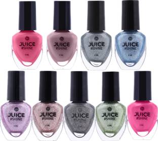 Juice Shine quick dry nail paint combo set high gloss, long stay mini nail polish kit 5,288,292,GM1,GM2,GM3,GM4,GM5,MM1