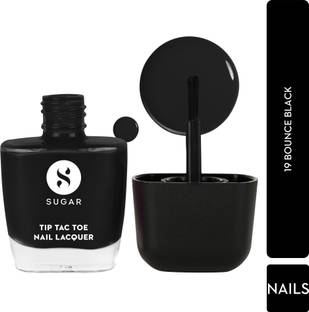 SUGAR Cosmetics Tip Tac Toe Nail Lacquer Classic, Long-lasting, 100% Chip-resistant, Glossy 19 Bounce Black