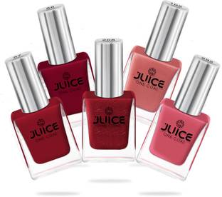 Juice Nail Paint Combo 29 Coral Sunset, Amber Red, Firey Red, Coral Pink, Lobster Red