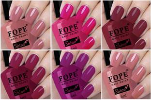 FOPE Long Shine Glossy Nail polish set-2-3Wine,Royal Magenta,Dark Peach Pinkish Nude,Dark Pink,Brown,Wine,Royal Magenta,Dark Peach