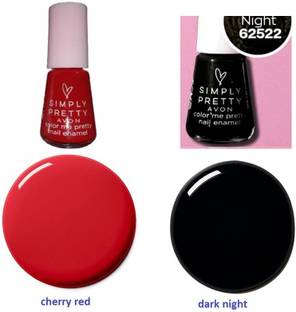 AVON simply pretty colour me pretty nail enamel cherry red and dark night cherry red, dark night (black)