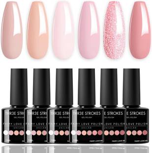THR3E STROKES UV Gel Nail Polish Set Dreamy Shades of Pink and Peach Gel Polish Kit 7.5ml Fairy Love 89