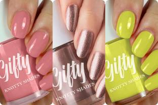 GIFTY No Toxin Nail Lacquer Combo Pack of 3 Be bold,Magical gold,Evergreen