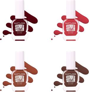 MATTLOOK Nails of Fame Nail Enamel With Multiple Vibrant Colors, 12ml Pack of 4 Set-05