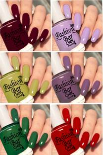 Fashion Bar New Gloss Gel High Shine Nail Polish Pack of 6PC F636 Multicolor