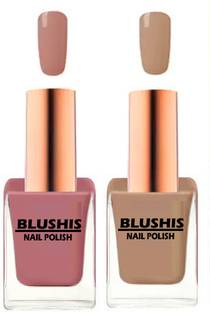 BLUSHIS Quick Dry Long Lasting Nail Polish Combo Offer Set of 2 Nude Colours Nude Nuagrance, Next to Nude