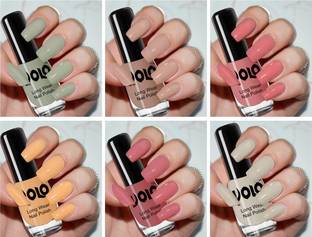 Volo Color Rich Toxic Free Perfection Shine Nail Polish Set of 6 VT-003 Olive Nude, Pink, Nude, Flirty Nude, Tan, Ice Nude