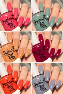 Fashion Bar New Gloss Gel High Shine Nail Polish Pack of 6PC F640 Multicolor
