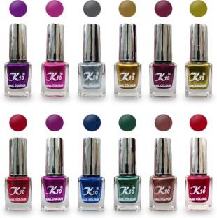 K10 Trendy Color Nail Paint 12ML Each Golden, Silver, Blue, Coffee, Dark-Red, Dark-Pink, Green, Lemon, Maroon, Pink, Purple, Red