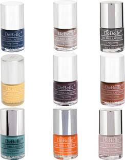 DeBelle Gel Nail Lacquer 8ml Each Combo kit of 9 Bleu Allure, Beige