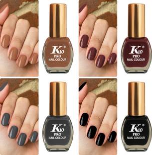 K10 Nail Polish, Long Lasting, Quick Dry Combo Chocolate, Brown, Gray, Black