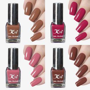 K10 Quick Dry, High Coverage, Chip Resistant, Long Lasting nail paint combo Dustyrose, Brown, Burgundy, Chocolate